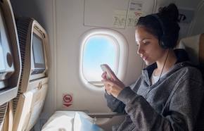Using a smartphone on a plane