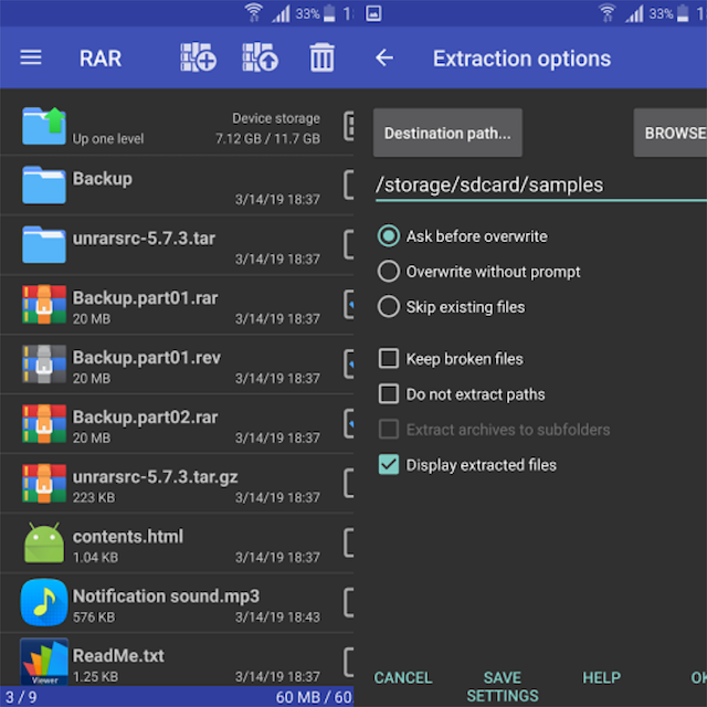 Zip Extractors for Android RAR