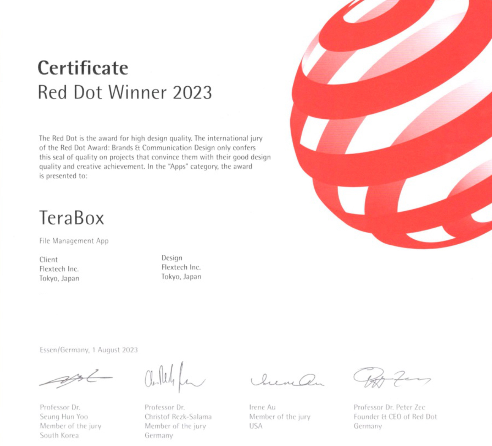 TeraBox - Red Dot Design Award