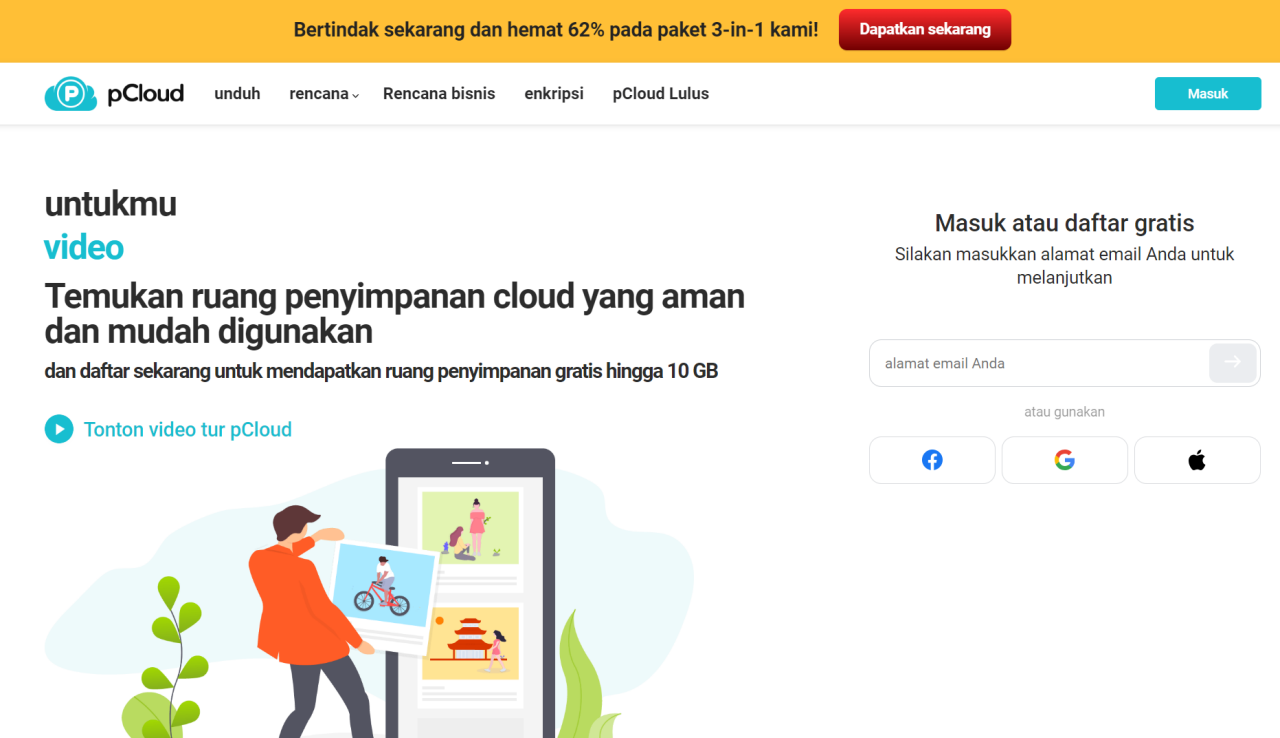 Penyimpanan Cloud Gratis - pCloud