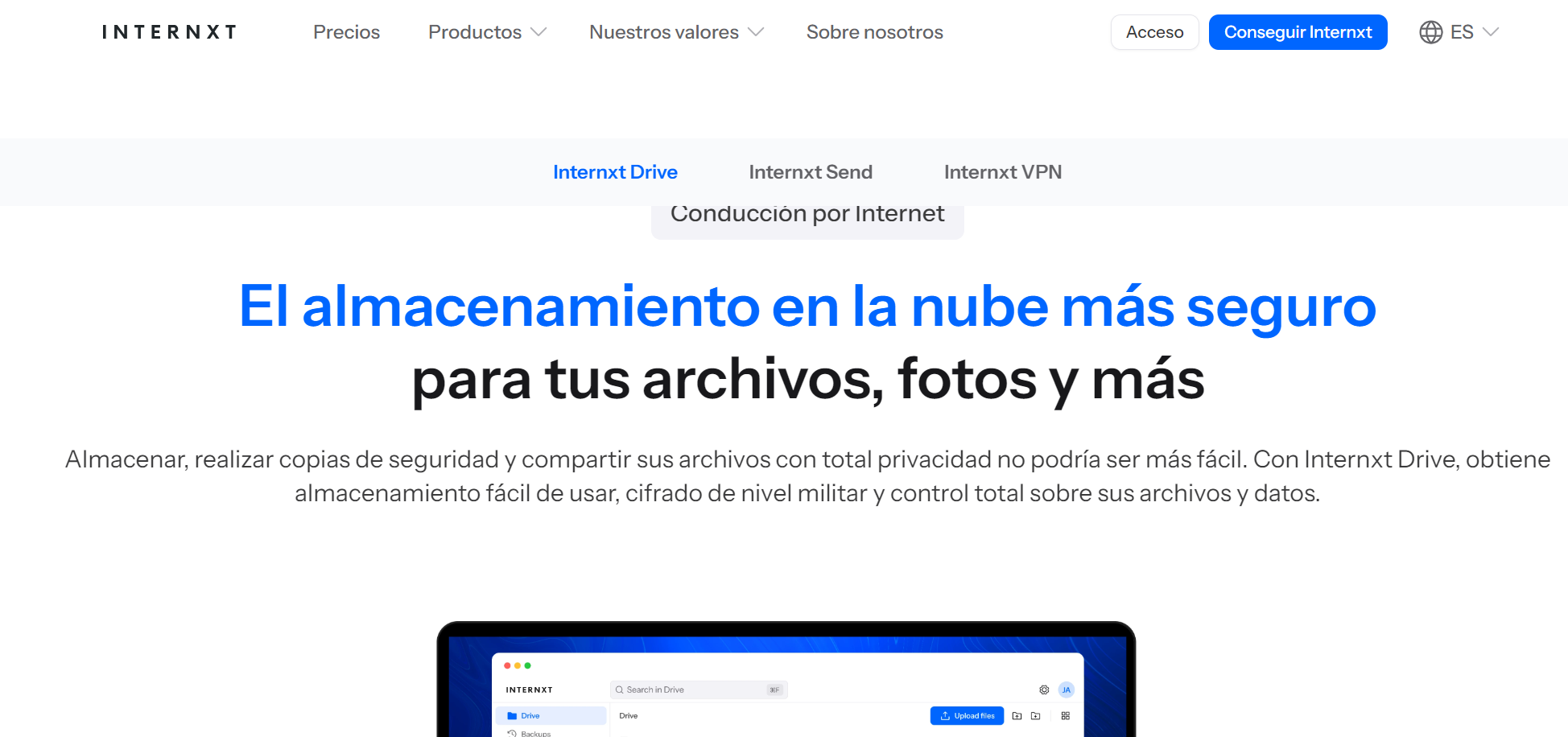 almacenamiento en la nube gratis - Internxt Drive